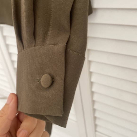 Givenchy Silk Blouse with Pussy Bow Tie in Olive - Picture 2 of 5